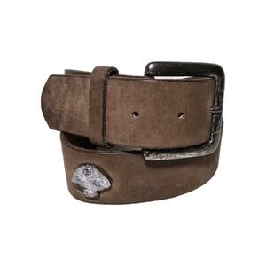 Hipwear Women's M Belt Vintage Studded Mushrooms Brown Genuine Leather